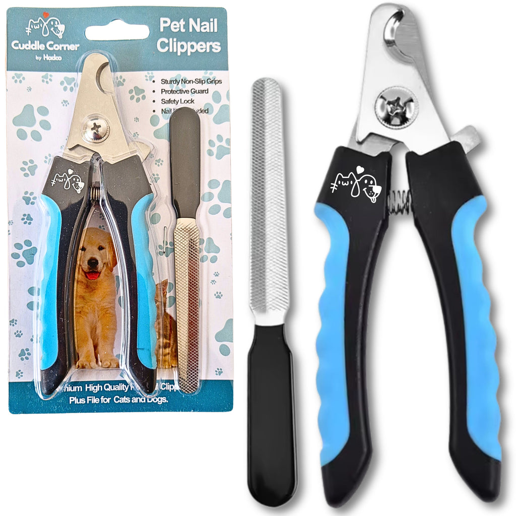 Pet Nail Care & Grooming Safety Clipper Kit for Dogs & Cats – Stainless Steel Precision Blades, Safety Guard & Lock, Ergonomic Non-Slip Grip, Includes Nail File – Professional Pet Claw Trimming Tool