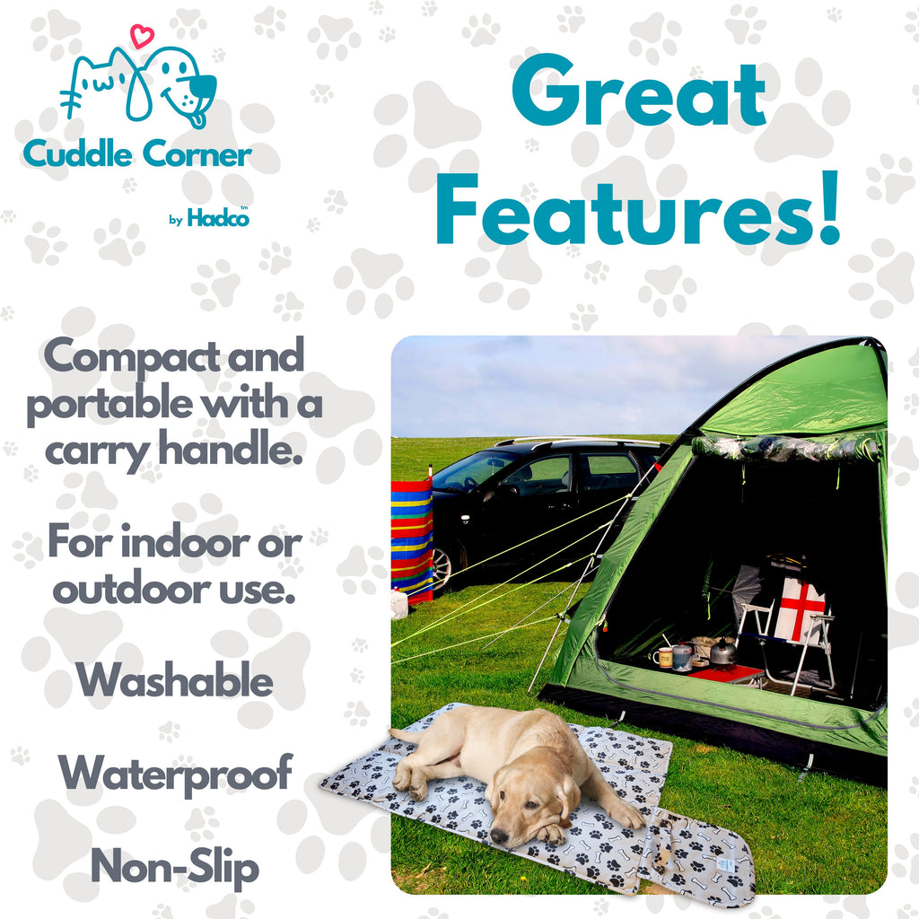 Cuddle Corner Dog Settle Mat / Travel Mat, 100×70cm, Non-Slip, Foldable, Washable Oxford Fabric with Carry Handle – Portable Dog Bed for Home, Crate, Car & Camping