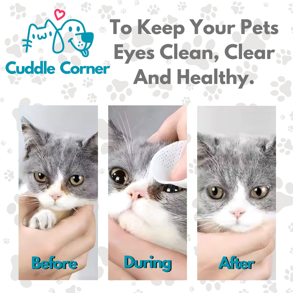 Cuddle Corner Pet Eye Wipes – 130 Tear Stain Remover Wipes for Dogs, Cats & Small Pets – Unscented, Pre-Moistened, Soft & Gentle Eye Cleaning Wipes for Daily Grooming