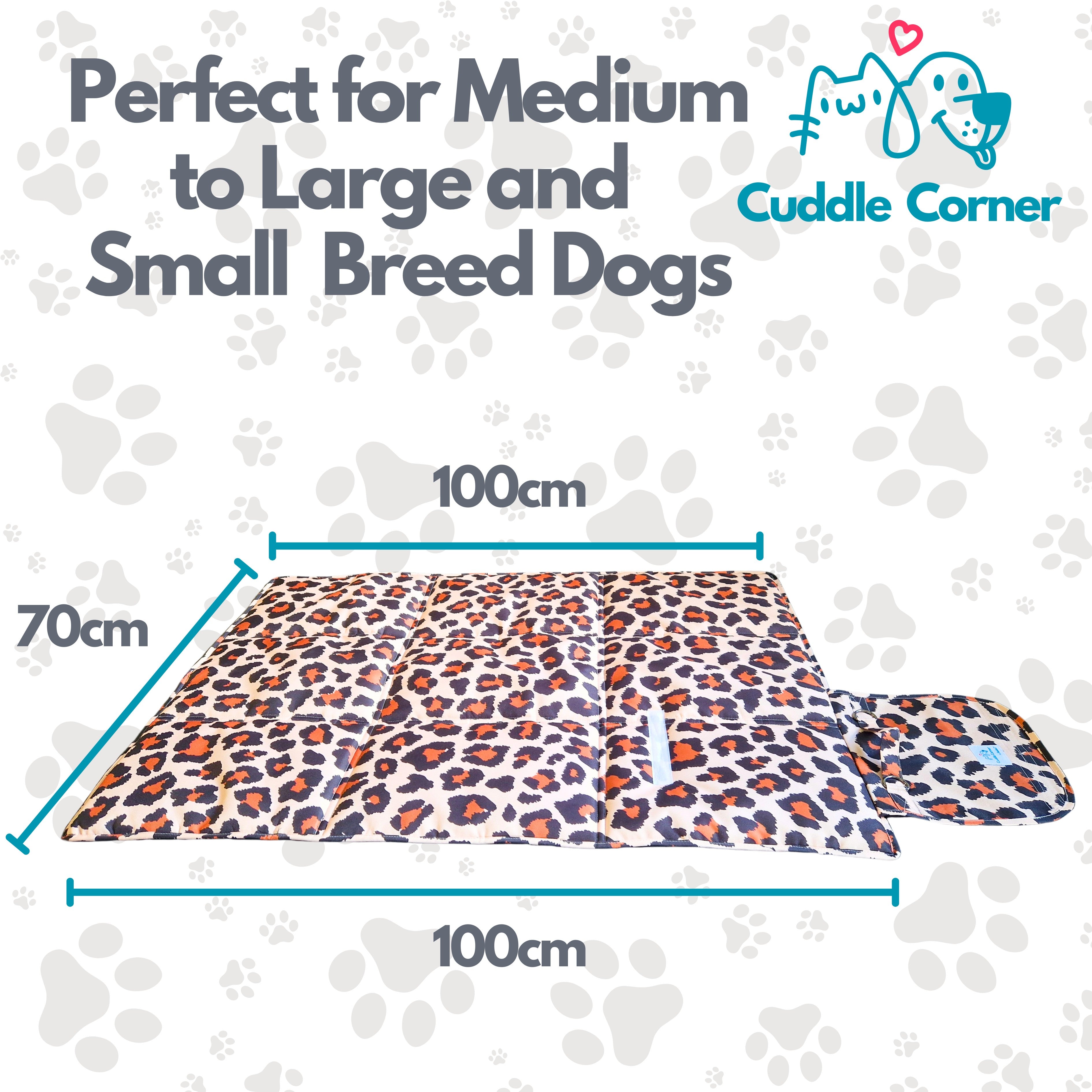 Cuddle Corner Dog Settle Mat / Travel Mat, 100×70cm, Non-Slip, Foldable, Washable Oxford Fabric with Carry Handle – Portable Dog Bed for Home, Crate, Car & Camping