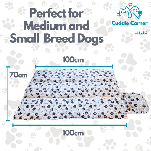 Cuddle Corner Dog Settle Mat / Travel Mat, 100×70cm, Non-Slip, Foldable, Washable Oxford Fabric with Carry Handle – Portable Dog Bed for Home, Crate, Car & Camping
