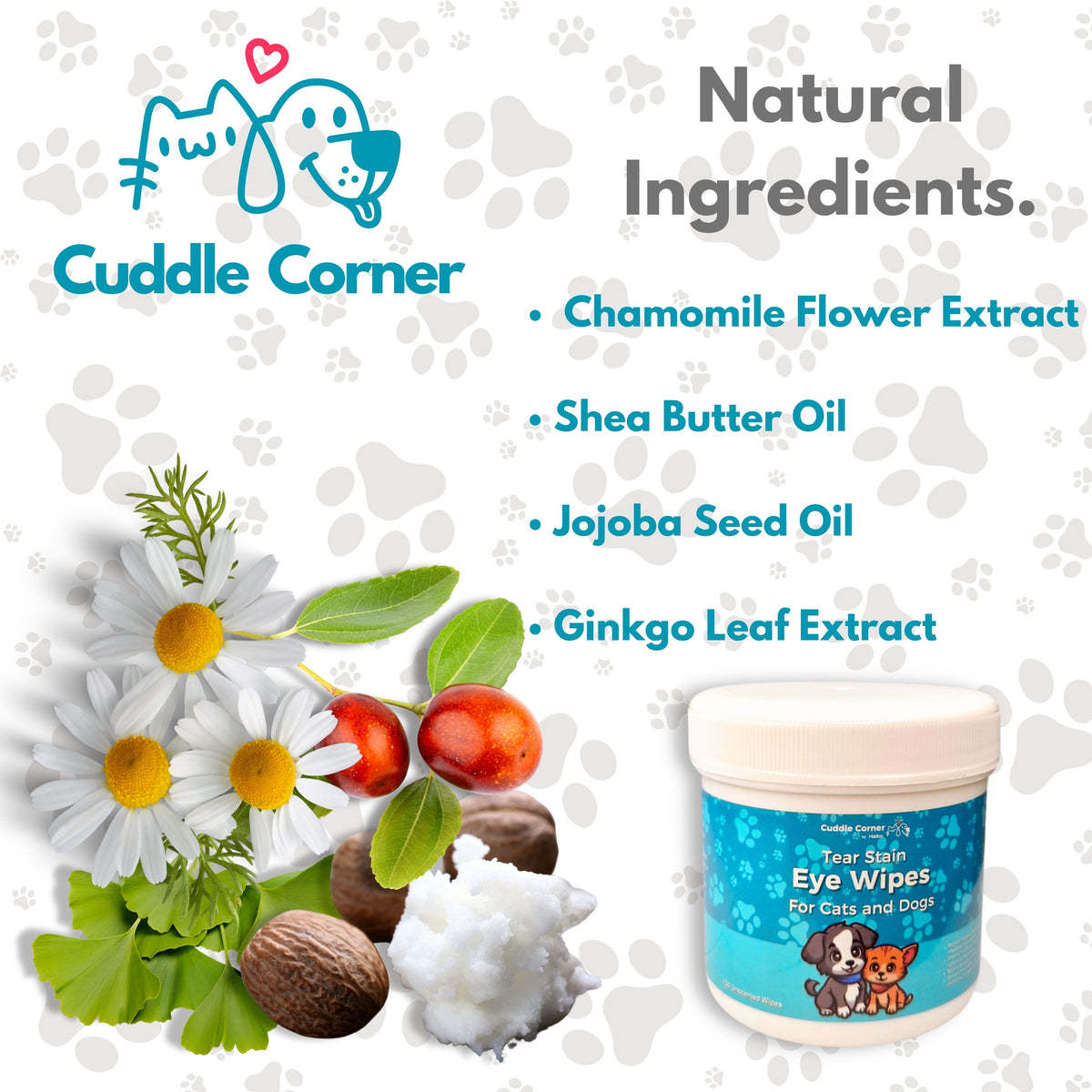 Cuddle Corner Pet Eye Wipes – 130 Tear Stain Remover Wipes for Dogs, Cats & Small Pets – Unscented, Pre-Moistened, Soft & Gentle Eye Cleaning Wipes for Daily Grooming