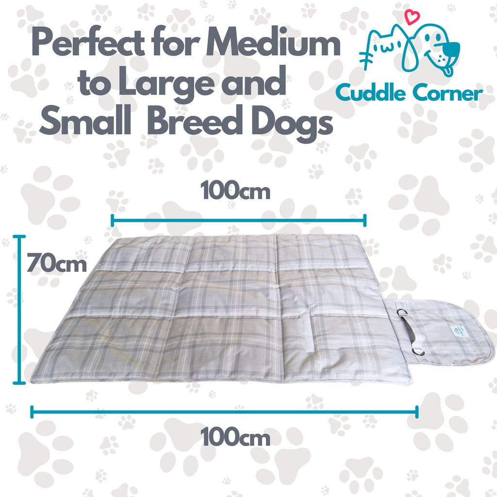 Cuddle Corner Dog Settle Mat / Travel Mat, 100×70cm, Non-Slip, Foldable, Washable Oxford Fabric with Carry Handle – Portable Dog Bed for Home, Crate, Car & Camping