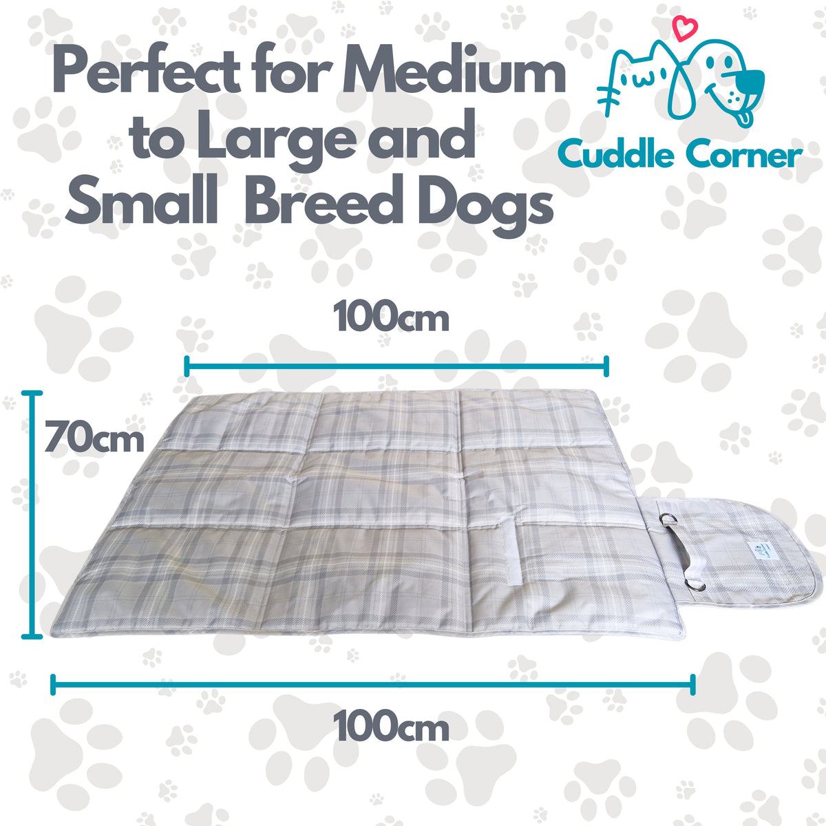 Cuddle Corner Dog Settle Mat / Travel Mat, 100×70cm, Non-Slip, Foldable, Washable Oxford Fabric with Carry Handle – Portable Dog Bed for Home, Crate, Car & Camping