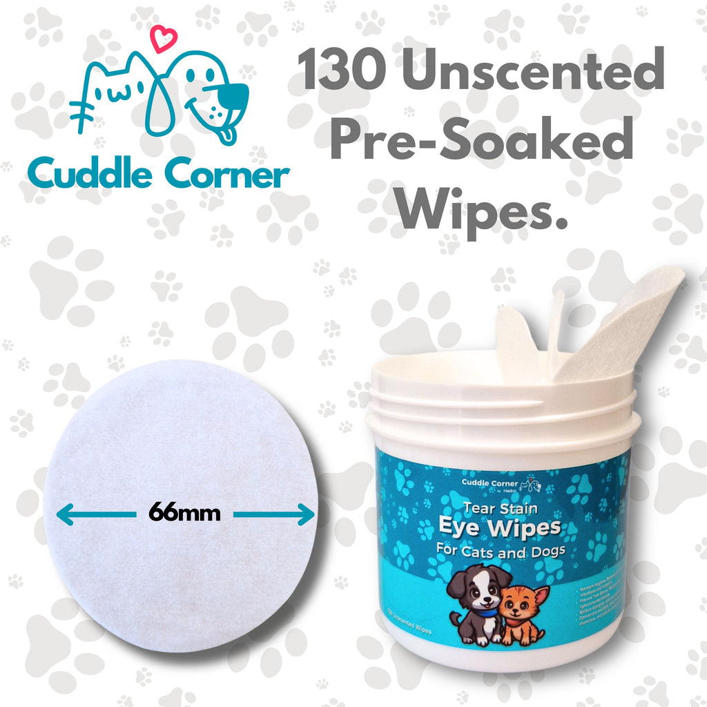 Cuddle Corner Pet Eye Wipes – 130 Tear Stain Remover Wipes for Dogs, Cats & Small Pets – Unscented, Pre-Moistened, Soft & Gentle Eye Cleaning Wipes for Daily Grooming