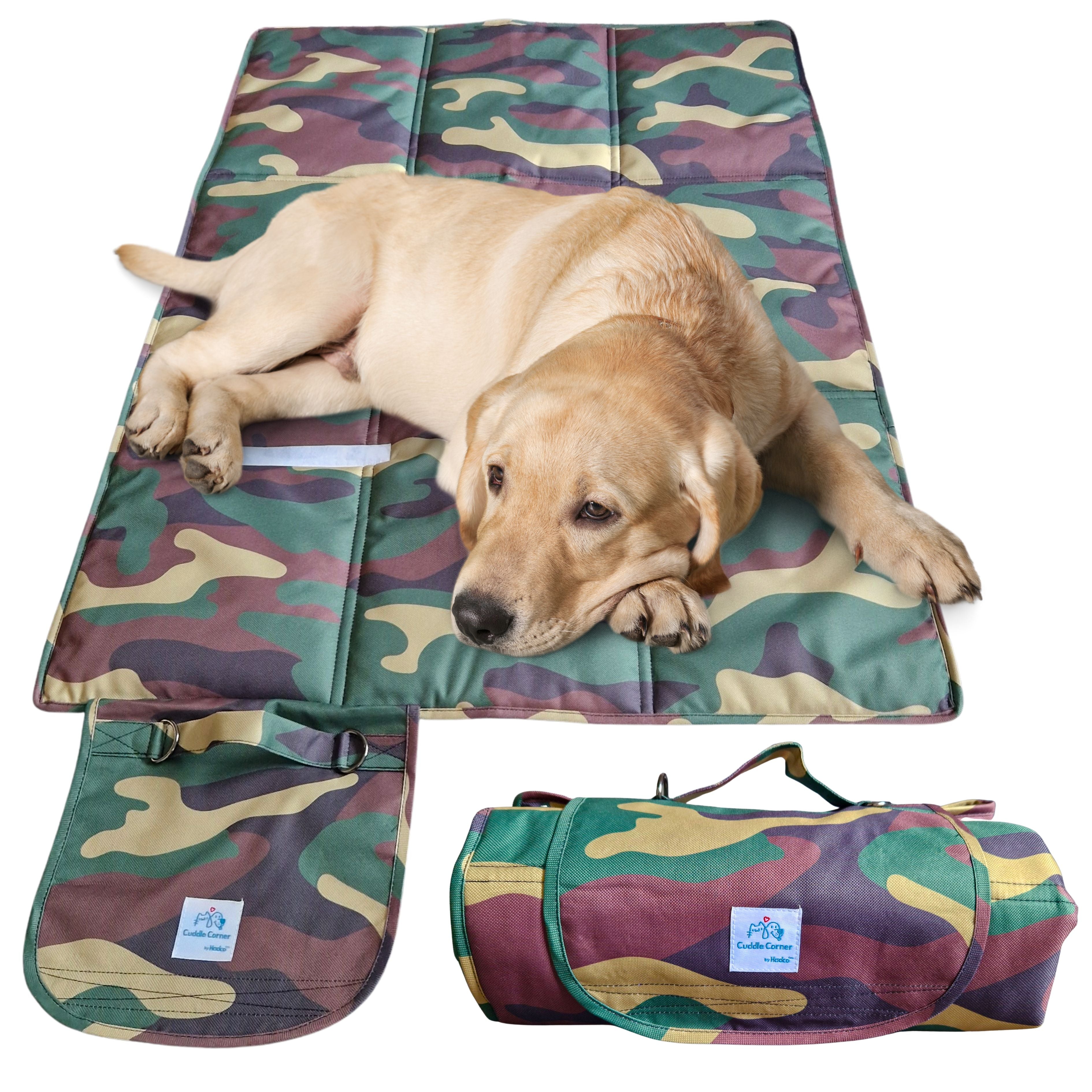 Waterproof Dog Settle Mat / Travel Mat, 100×70cm, Non-Slip, Foldable, Washable Oxford Fabric with Carry Handle – Portable Dog Bed for Home, Crate, Car & Camping